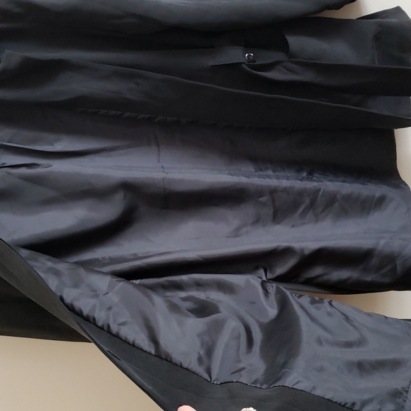 Design by Pat Argenti 100% silk black blazer jacket waist tie, split hem vintage - Picture 9 of 10